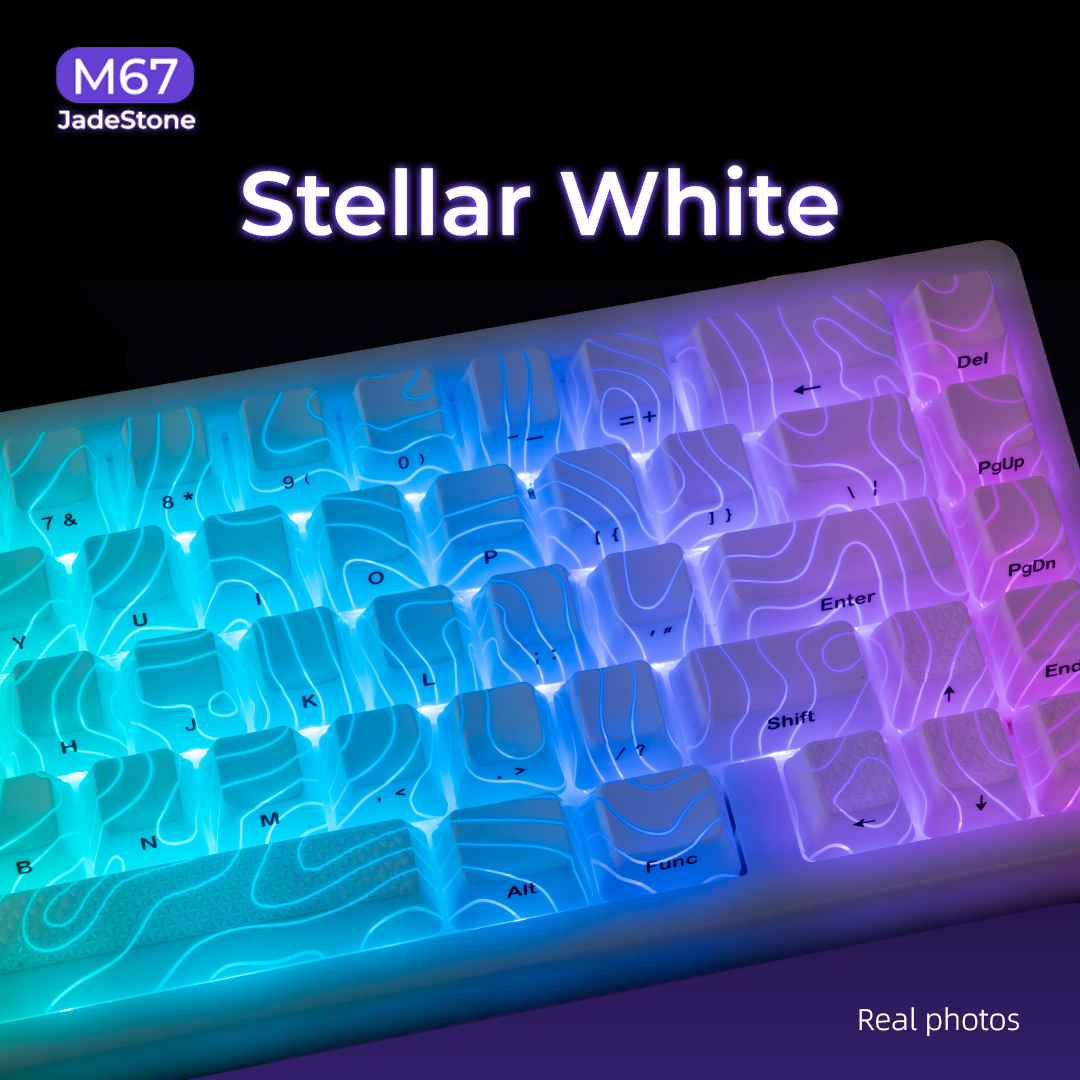 XVX M67 JadeStone Stellar White Tri-Mode RGB Mechanical Keyboard