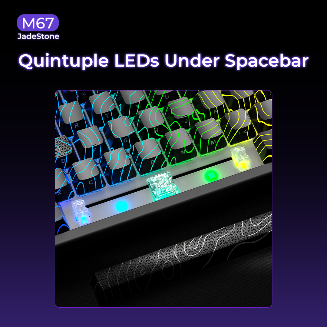 XVX M67 JadeStone Stellar White Tri-Mode RGB Mechanical Keyboard