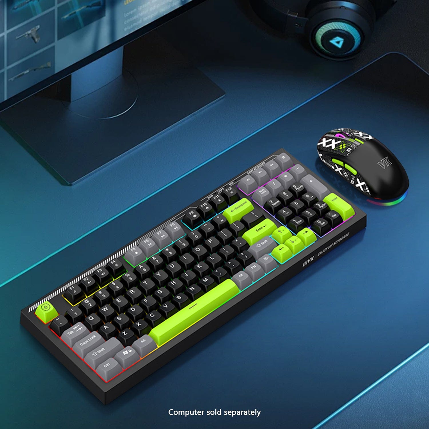 Wired Gaming Keyboard & Mouse Combo - Anti-Ghosting Multi-Key, 7-RGB Backlights