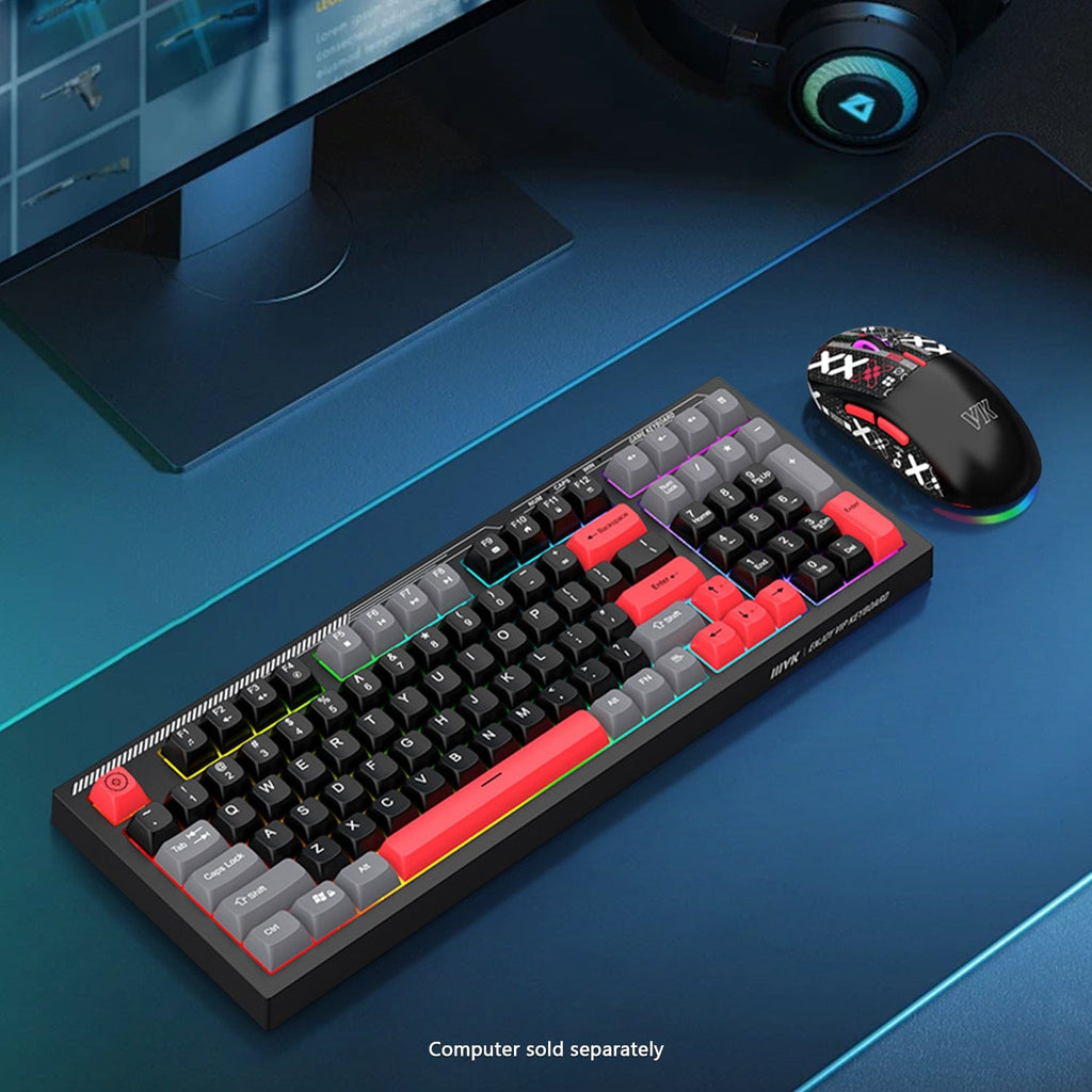 Wired Gaming Keyboard & Mouse Combo - Anti-Ghosting Multi-Key, 7-RGB Backlights