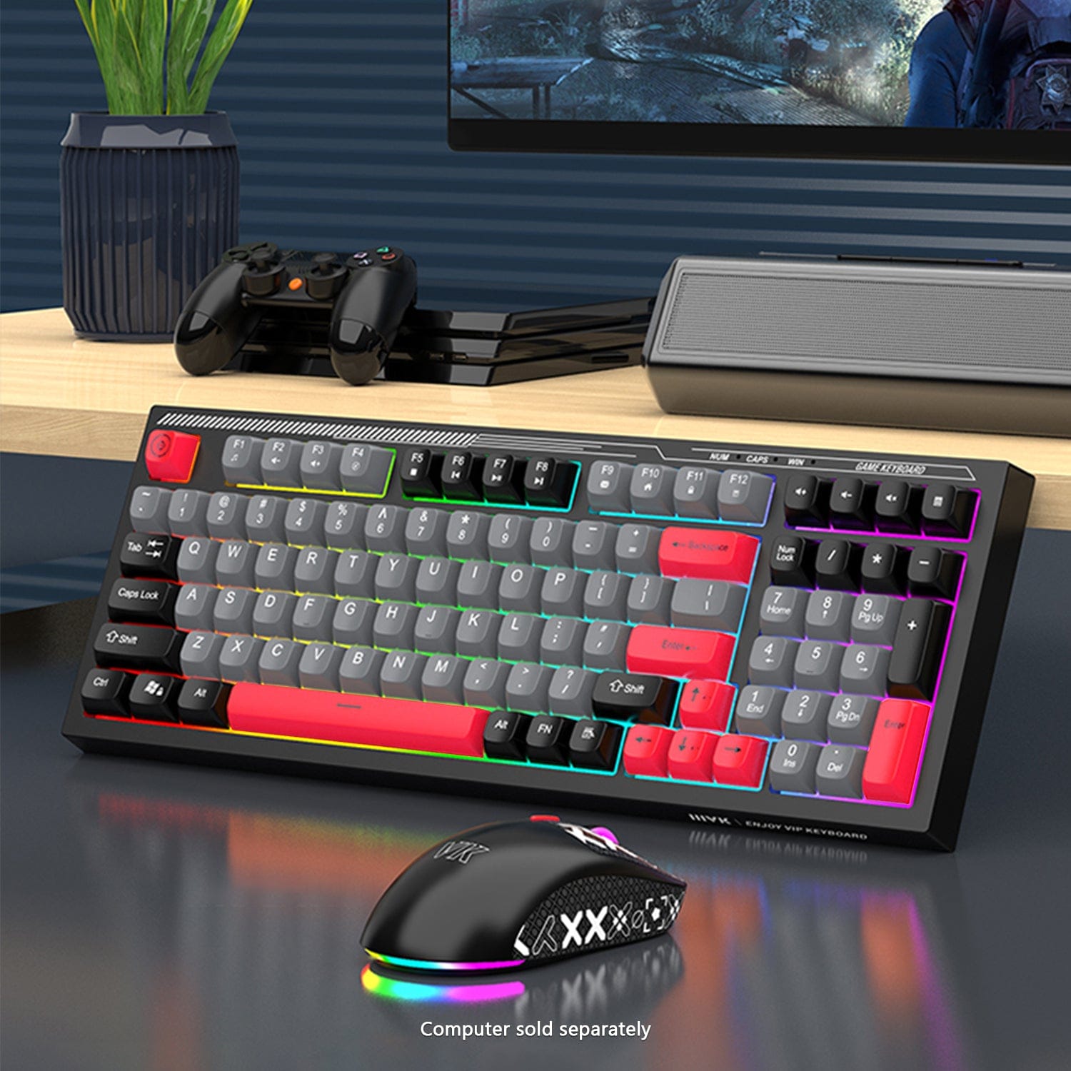 Wired Gaming Keyboard & Mouse Combo - Anti-Ghosting Multi-Key, 7-RGB Backlights
