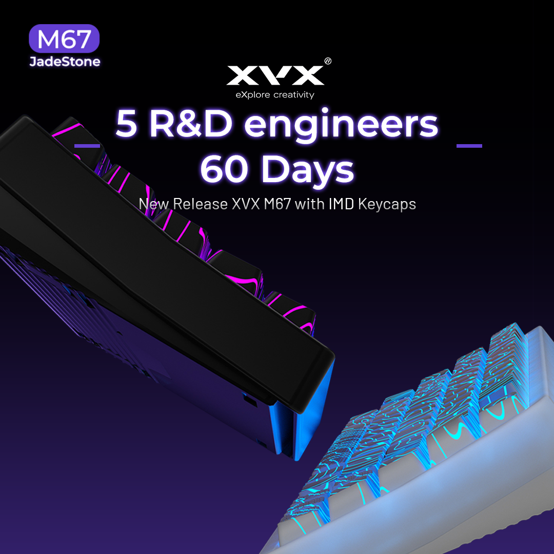 XVX M67 JadeStone Stellar White Tri-Mode RGB Mechanical Keyboard