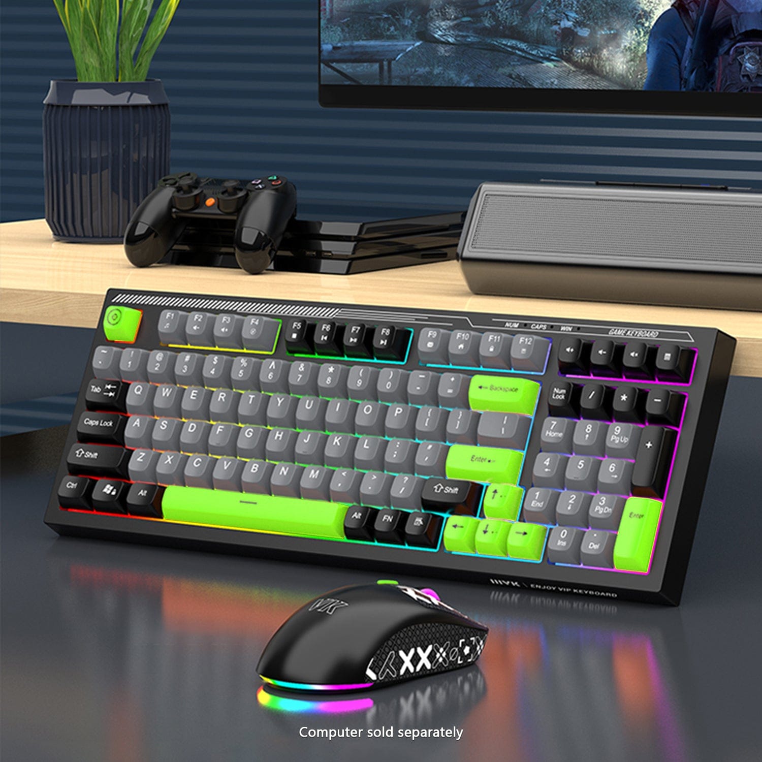 Wired Gaming Keyboard & Mouse Combo - Anti-Ghosting Multi-Key, 7-RGB Backlights