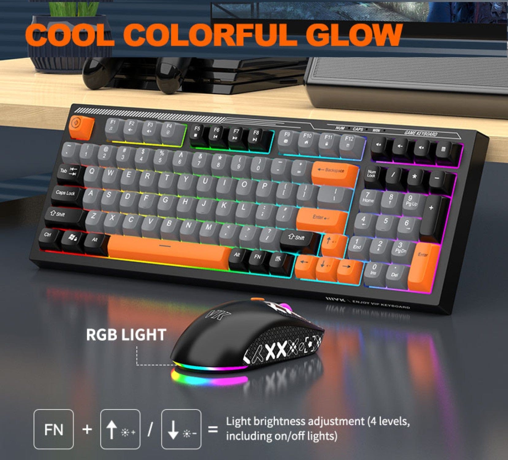 Wired Gaming Keyboard & Mouse Combo - Anti-Ghosting Multi-Key, 7-RGB Backlights