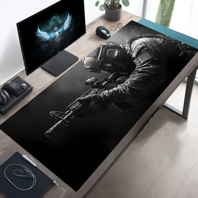 Large Tactical Soldier Mouse Pad – Non-Slip XXL Desk Mat with Stitched Edges, Gaming Accessories for FPS and Home Use