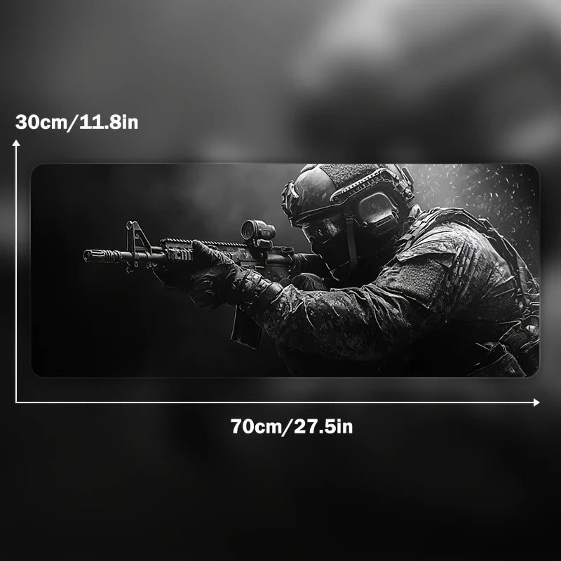 Large Tactical Soldier Mouse Pad – Non-Slip XXL Desk Mat with Stitched Edges, Gaming Accessories for FPS and Home Use